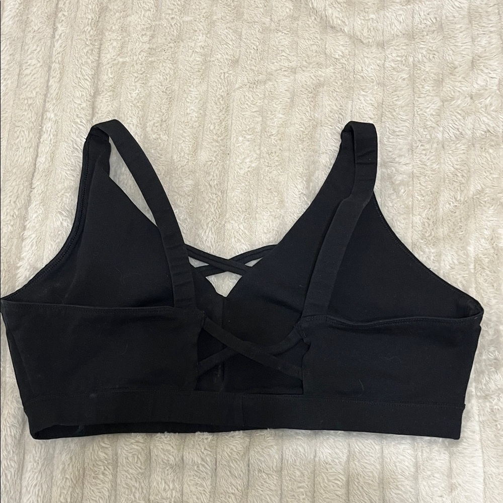 Pact Organic Double Layer Black Crisscross Back Sports Bra